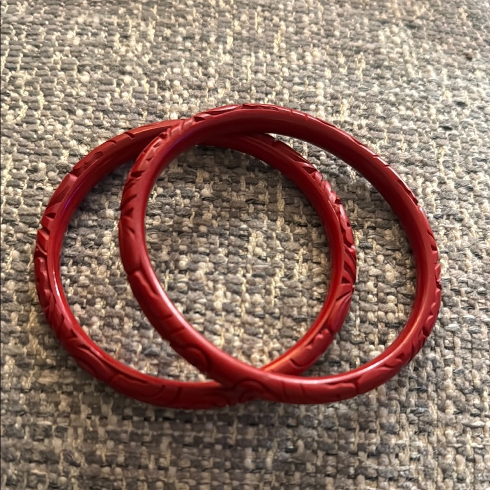 Red cinnabar Carved Bangles